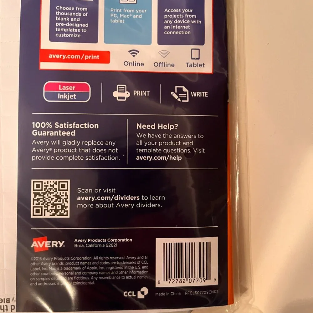 Big Tab Insertable Pocket Plastic Dividers by Avery (5 packs /8 divers per pack)